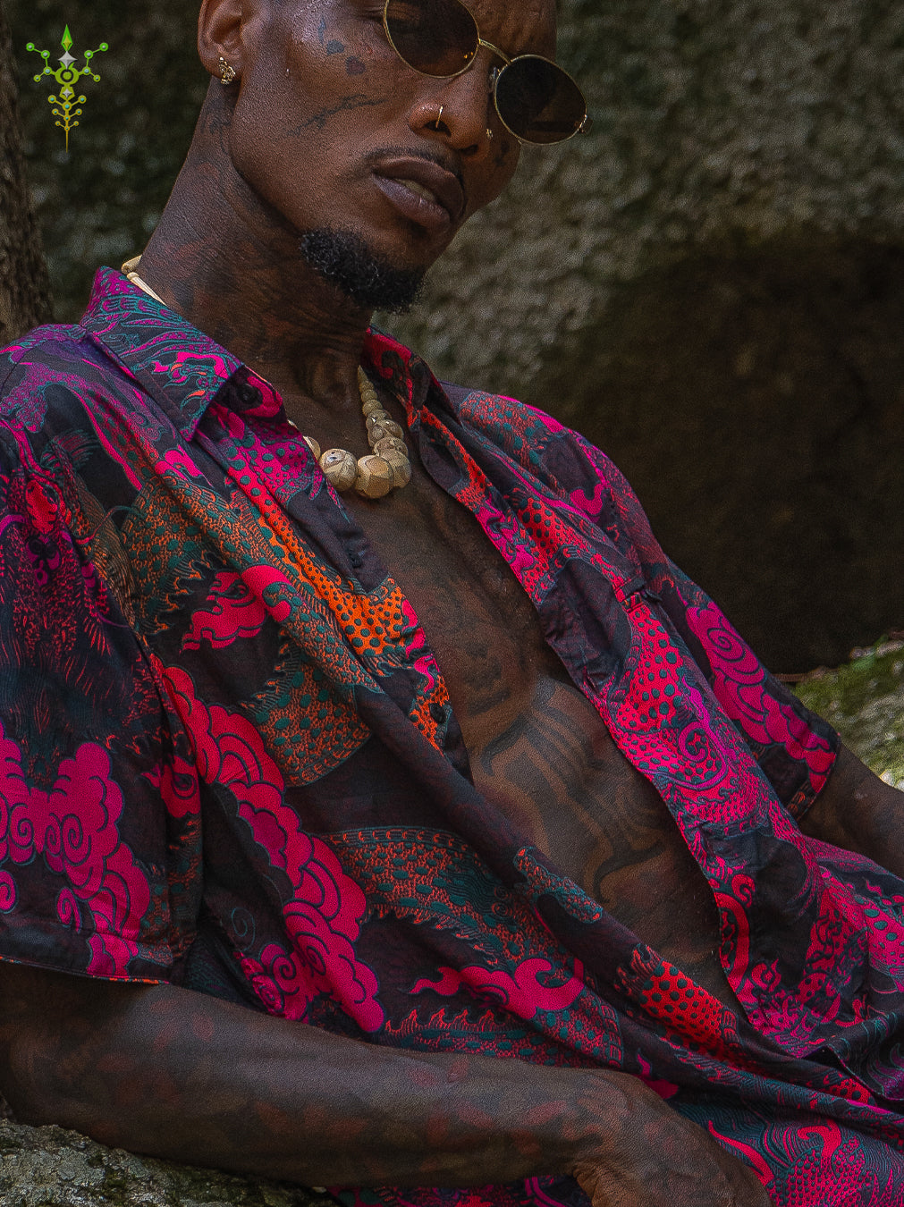 Shirt Men Half Sleeves / Bamboo - FIRE DRAGONS