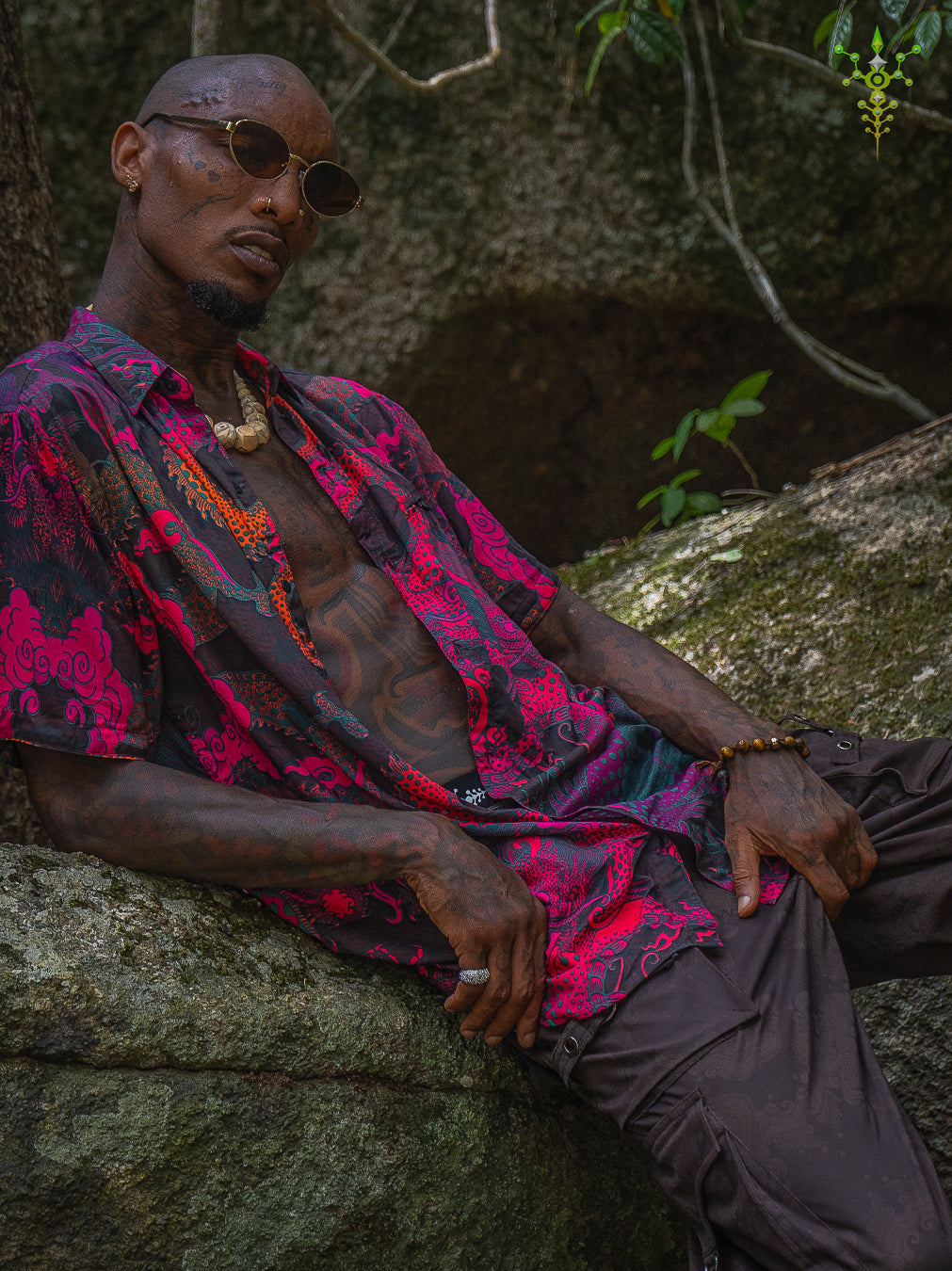 Shirt Men Half Sleeves / Bamboo - FIRE DRAGONS