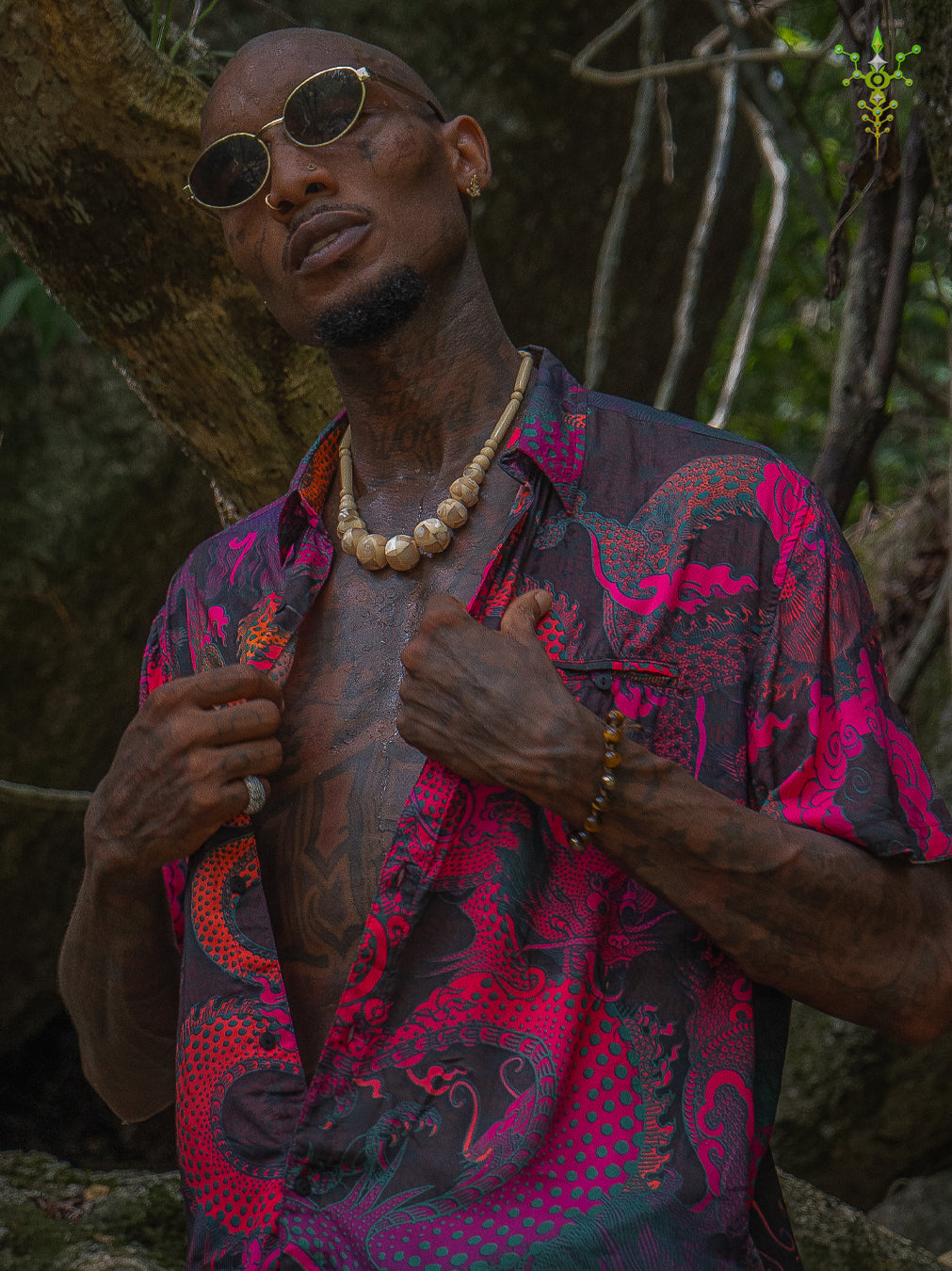 Shirt Men Half Sleeves / Bamboo - FIRE DRAGONS