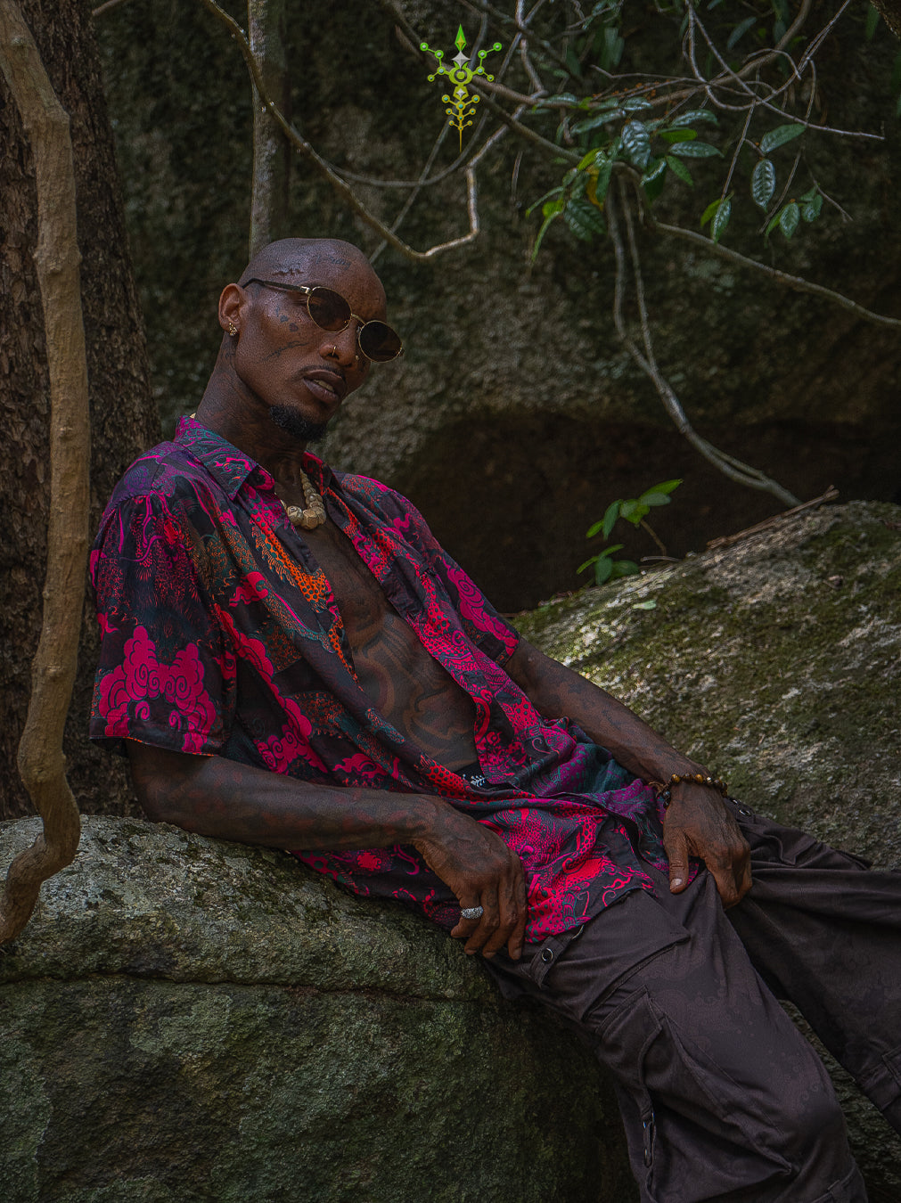 Shirt Men Half Sleeves / Bamboo - FIRE DRAGONS
