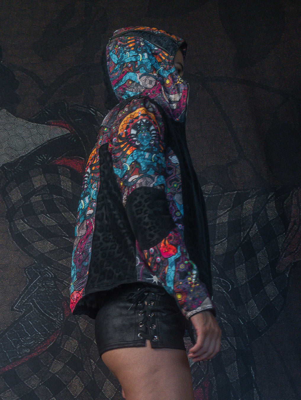 Jacket / Satin and Fake Leather - NATARAJA