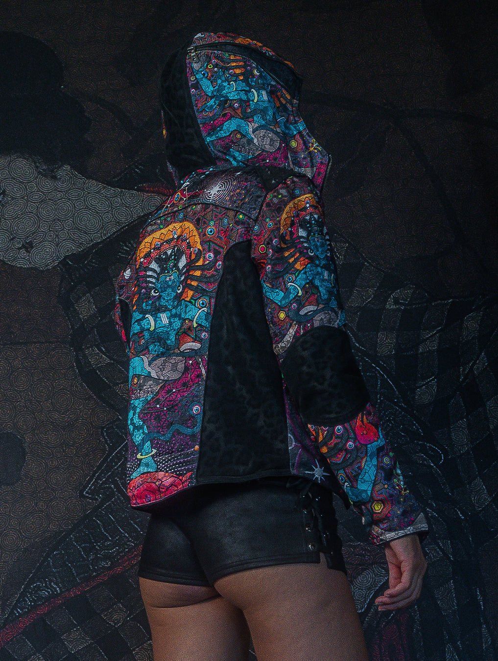 Jacket / Satin and Fake Leather - NATARAJA