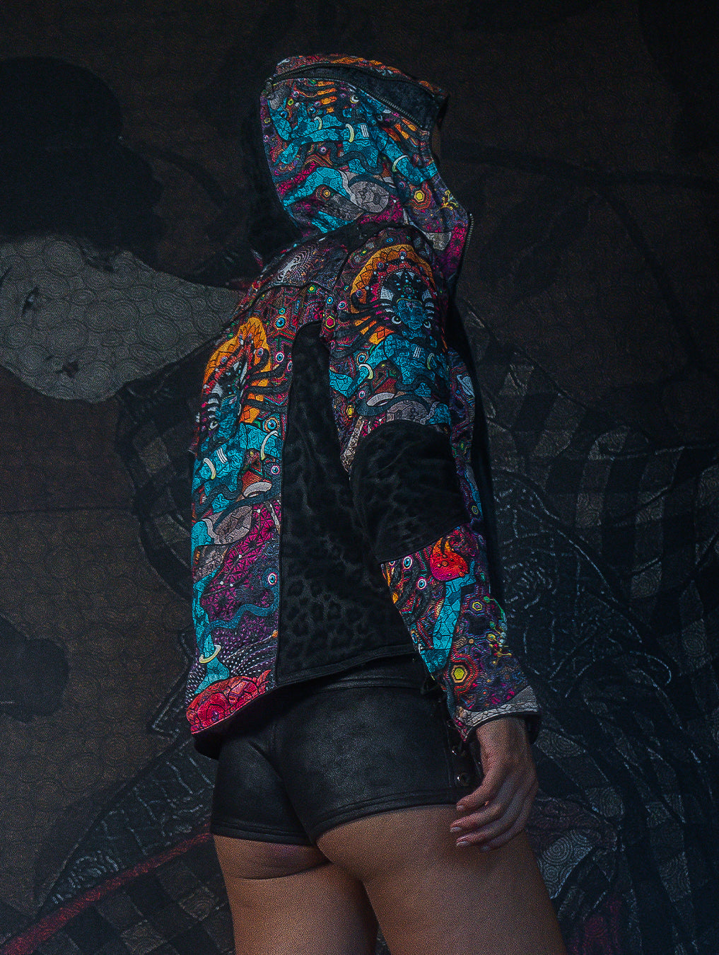 Jacket / Satin and Fake Leather - NATARAJA