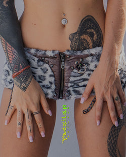 Mini Mega Skirt / Fur - WHITE LEOPARD