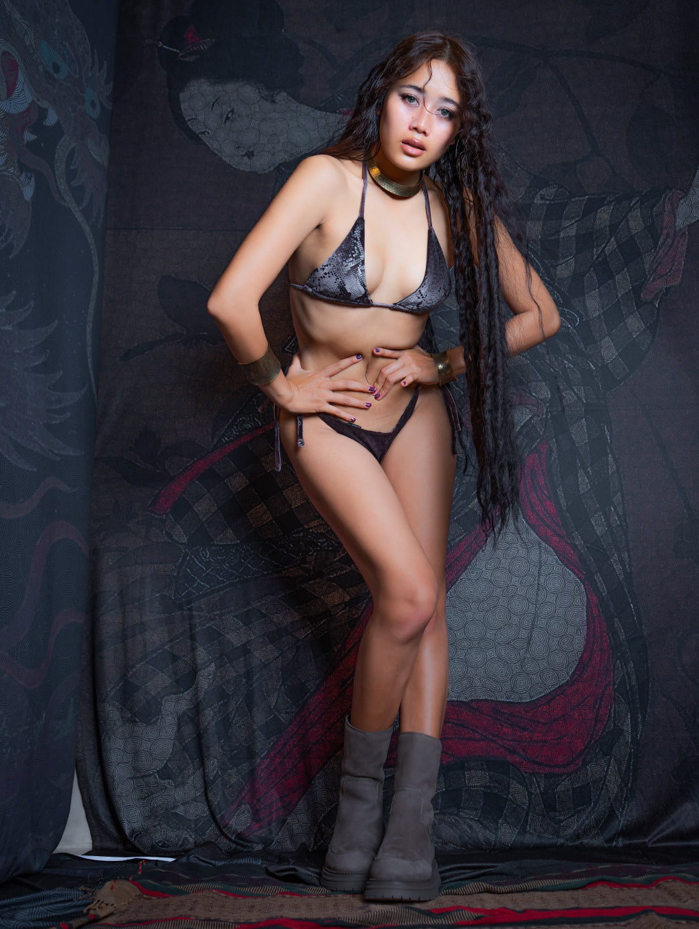 Bikini Velvet Foil Kobra - SEPIA ASH