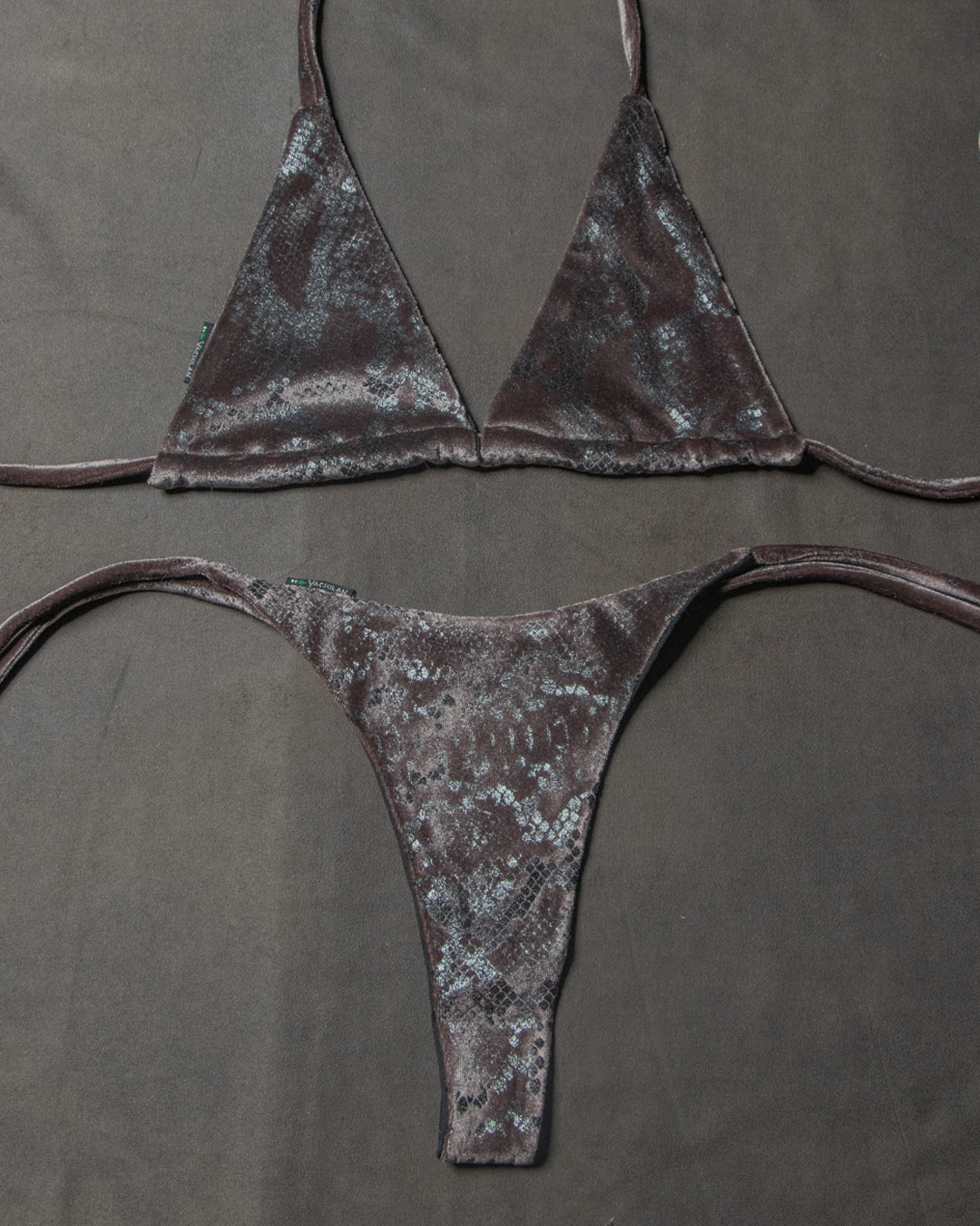 Swimsuit / Bikini Velvet Foil Kobra - SEPIA ASH