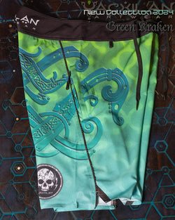 Boardshort Men / Fast Dry - Green KRAKEN - Yacxilan Artwear