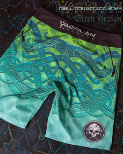 Boardshort Men / Fast Dry - Green KRAKEN - Yacxilan Artwear