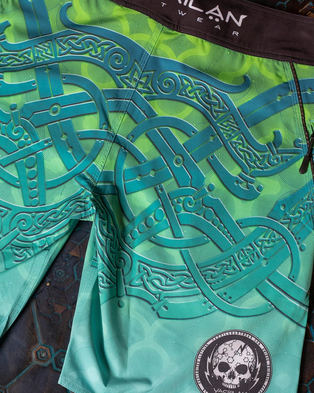 Boardshort Men / Fast Dry - Green KRAKEN - Yacxilan Artwear