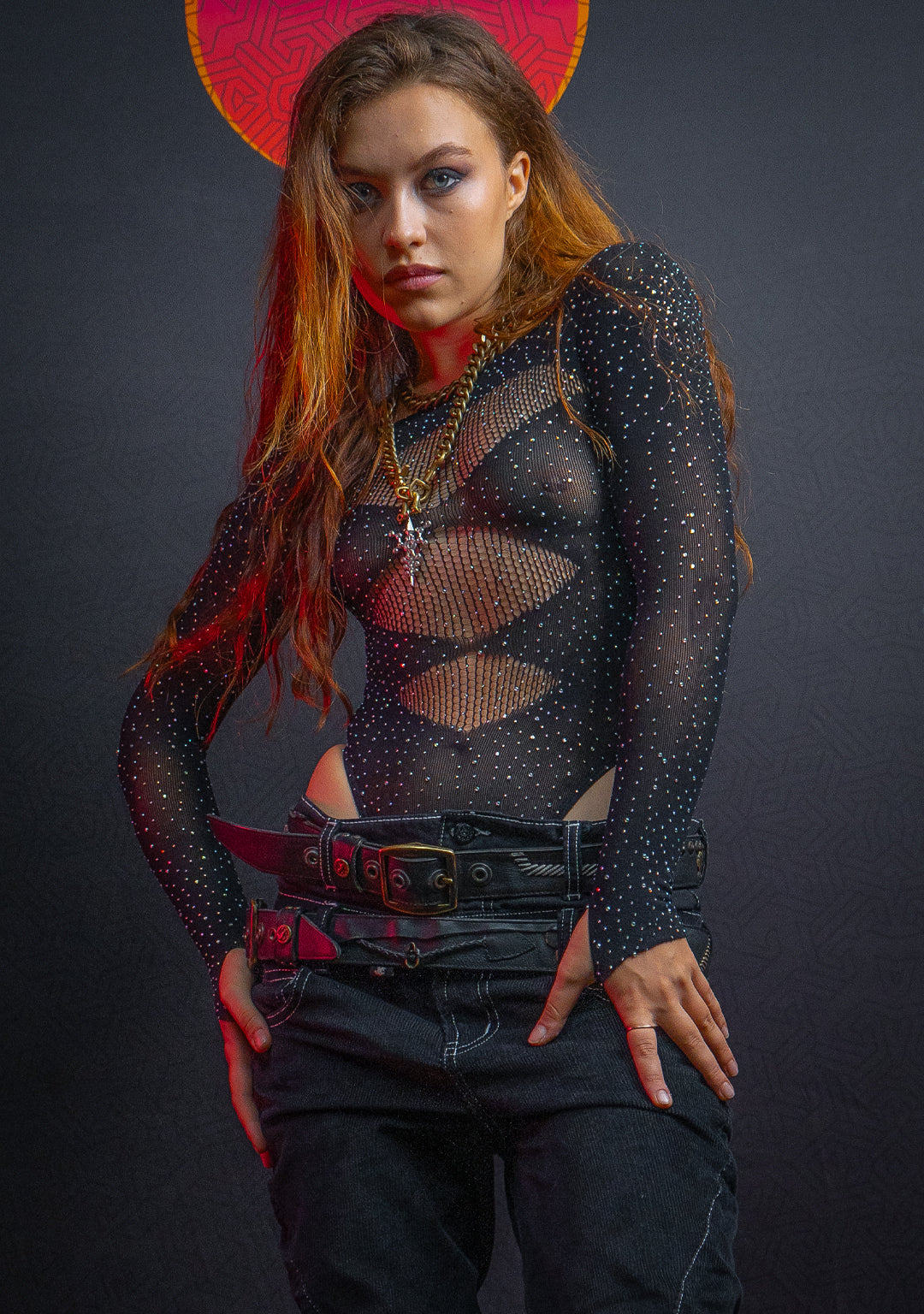 Bodysuit Longsleeve / Super Net - MERMAIDS TEARS Black