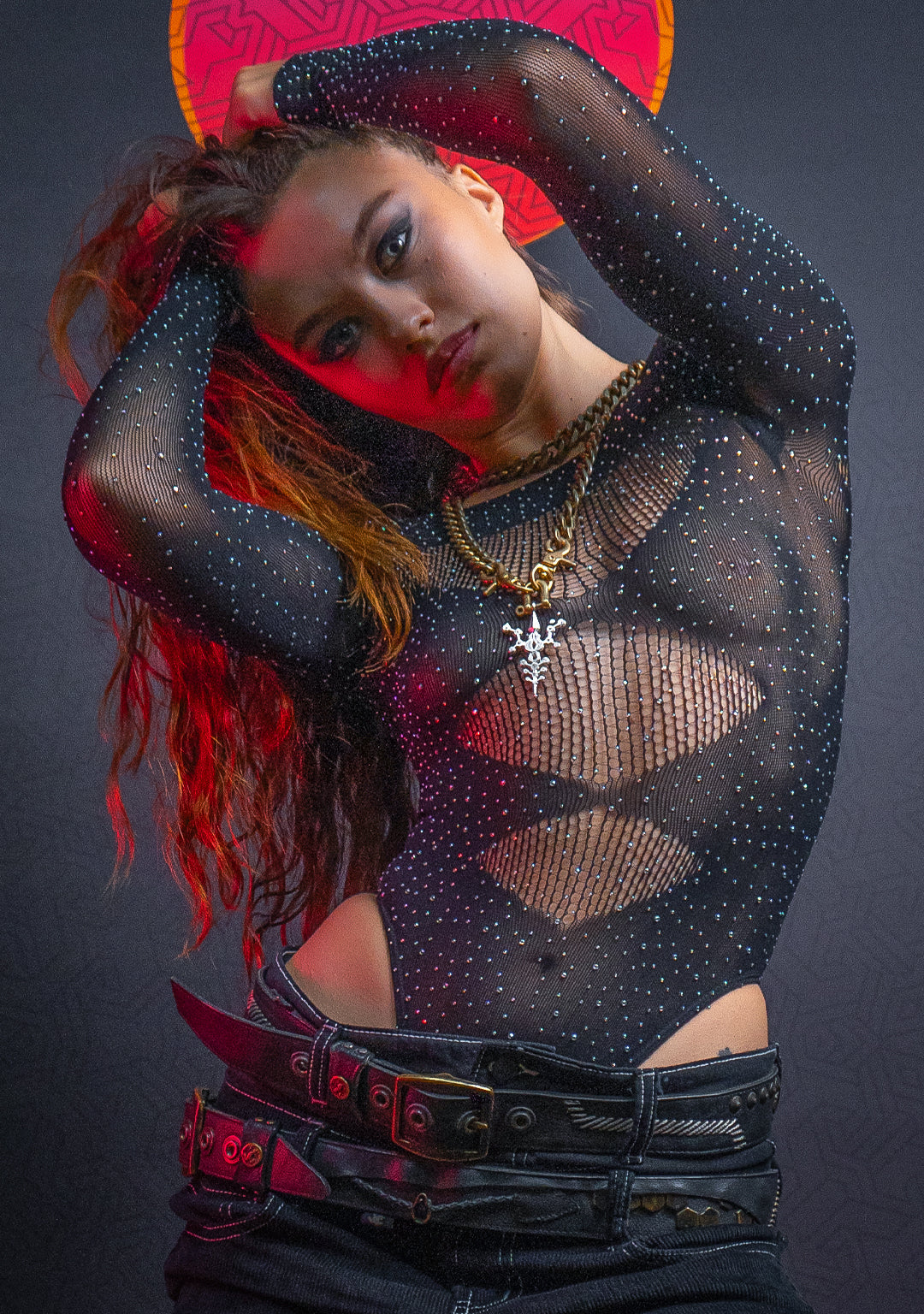 Bodysuit Longsleeve / Super Net - MERMAIDS TEARS Black