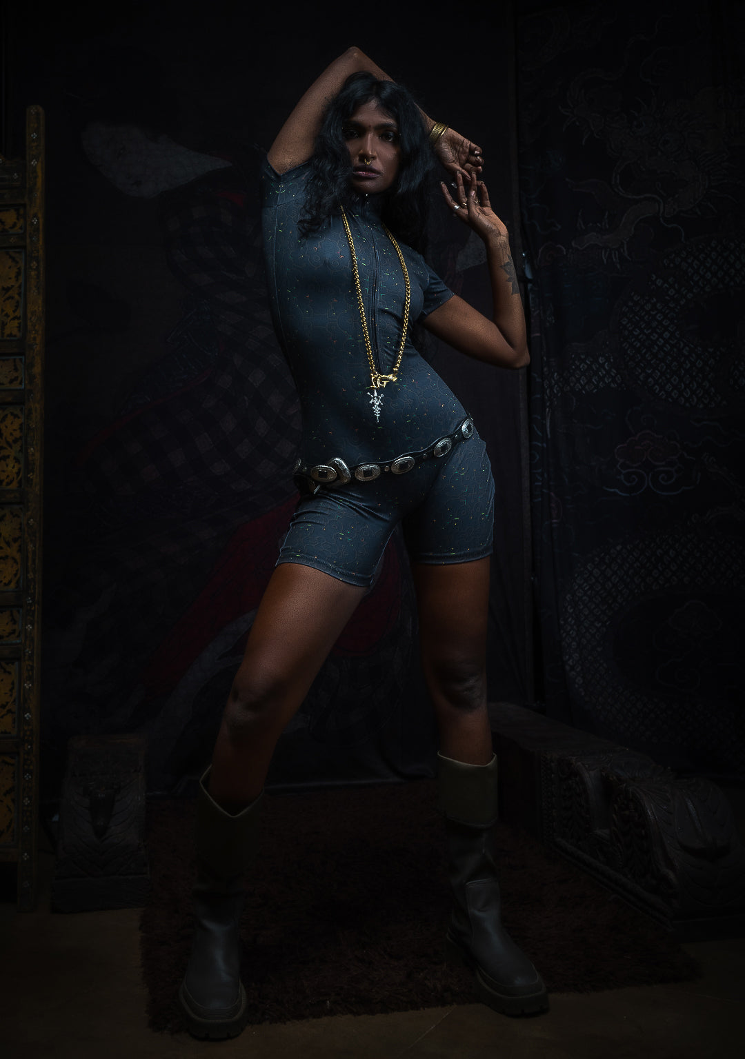 Bodysuit Short / Recycled Soft Poliester - REBIRTH OF IKARO Forest