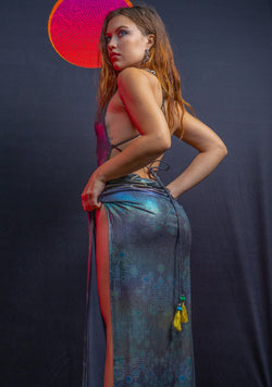 Long Bomb Dress / Holographic Rainbow Dots Flatrib Mycelium