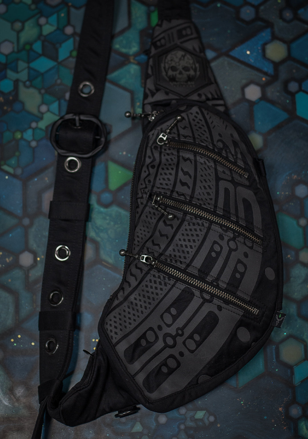 Botta Bag / Cotton Printed Buckle - Black TRIBALSEA