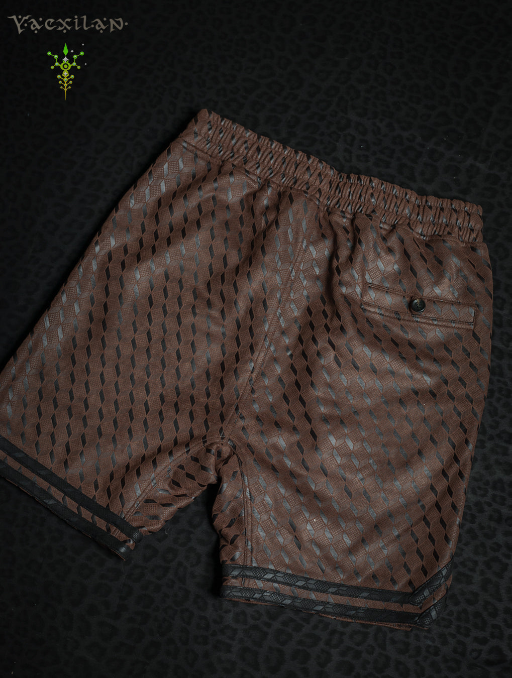 Boxing Shorts Black Mountains / Fake Leather - Brown CUBICZ