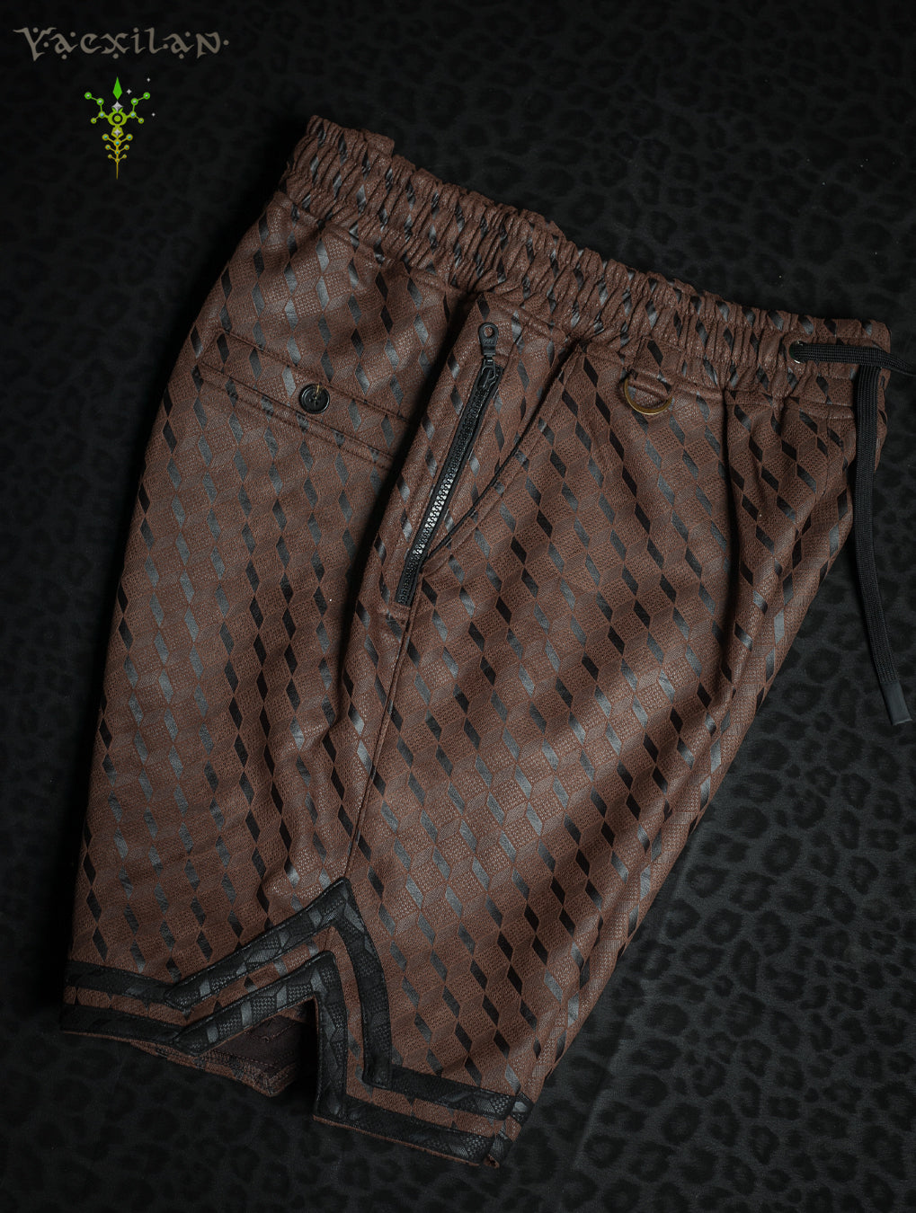 Boxing Shorts Black Mountains / Fake Leather - Brown CUBICZ