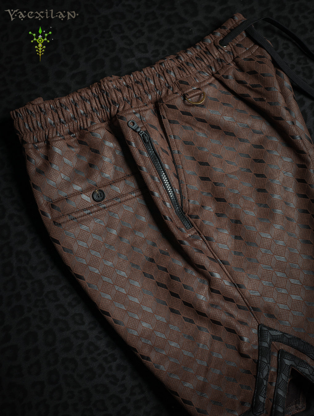 Boxing Shorts Black Mountains / Fake Leather - Brown CUBICZ