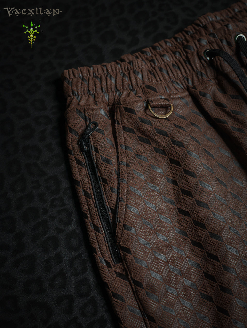 Boxing Shorts Black Mountains / Fake Leather - Brown CUBICZ