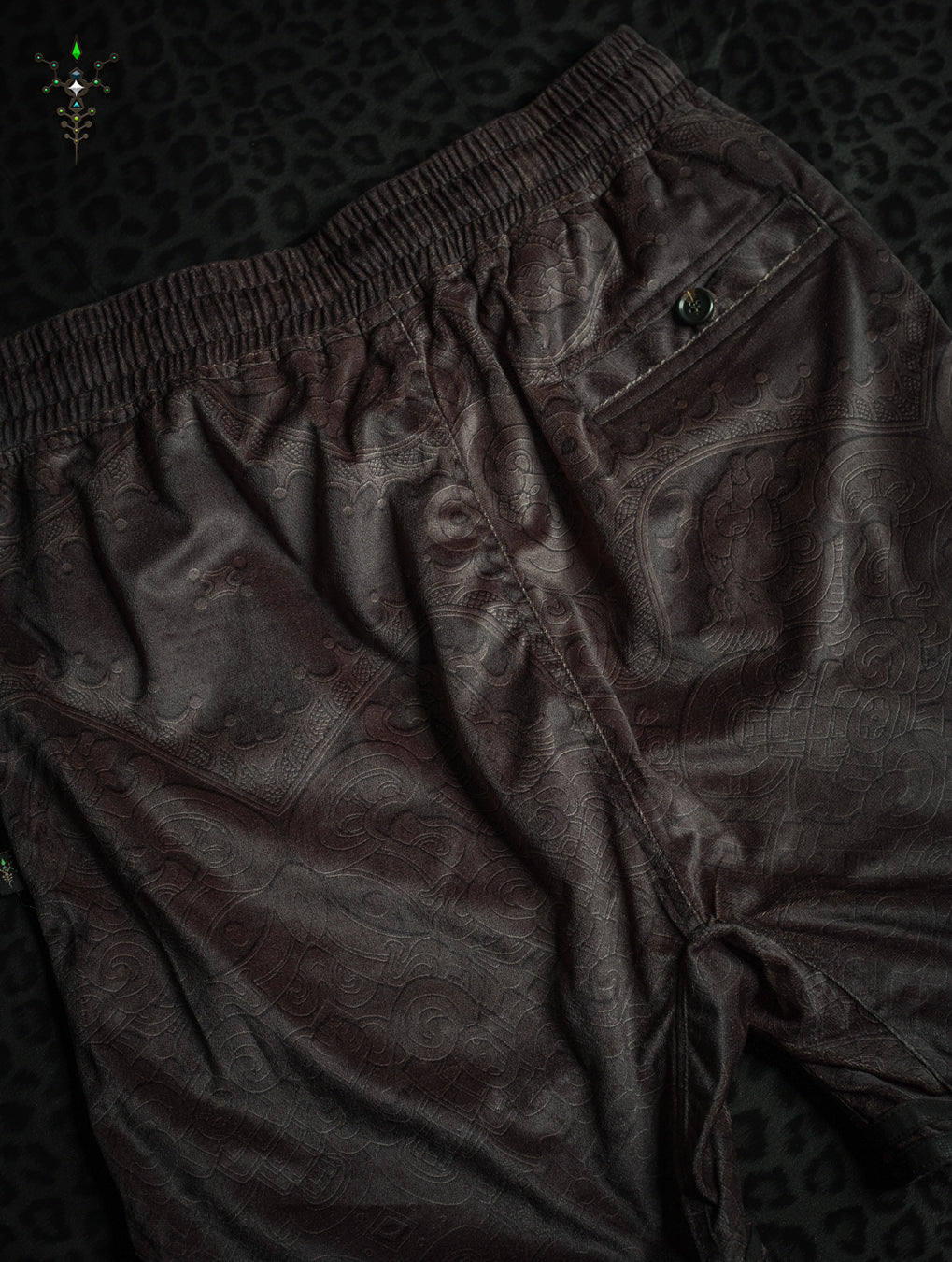 Boxing Shorts Black Mountains / Velvet Fawn - MAYAN CODEX