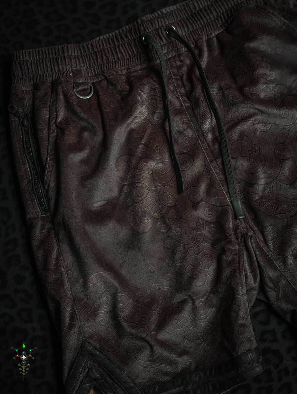 Boxing Shorts Black Mountains / Velvet Fawn - MAYAN CODEX