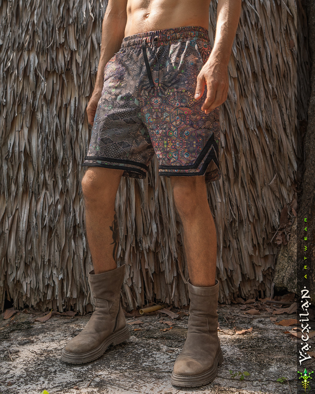 Boxing Short Black Mountain / Stretchy Swede Vintage - PSYCHEDELIKA