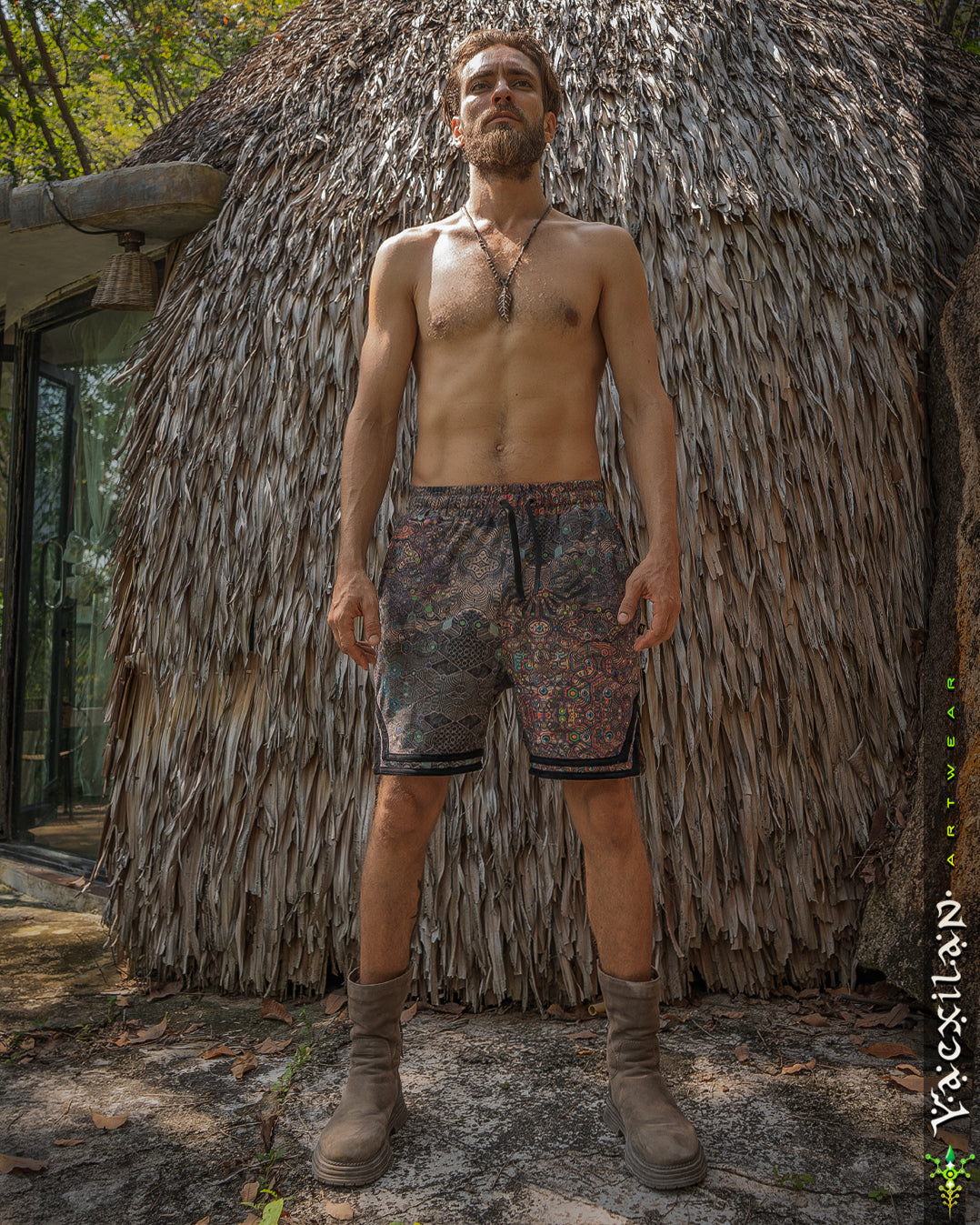 Boxing Short Black Mountain / Stretchy Swede Vintage - PSYCHEDELIKA