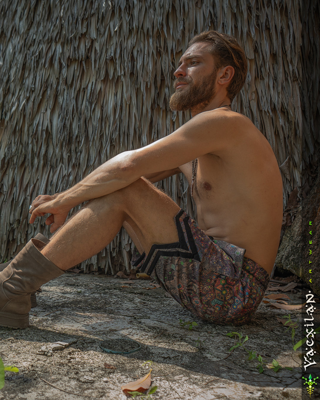 Boxing Short Black Mountain / Stretchy Swede Vintage - PSYCHEDELIKA