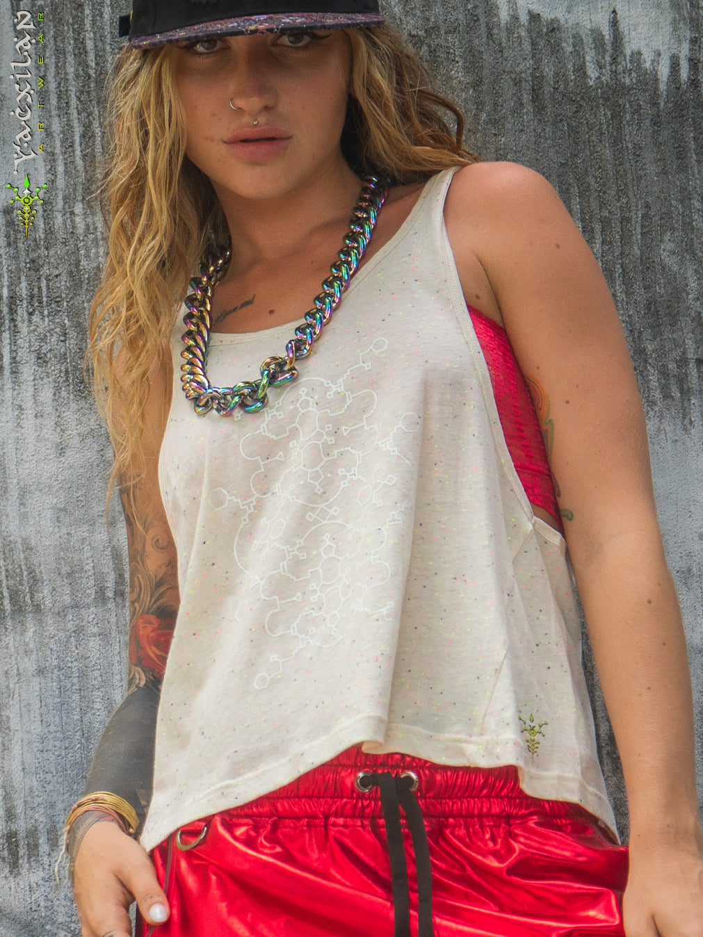 Tank Top Woman / Fluoro Slub - IKARO PORTAL Glowinthedark BLUE