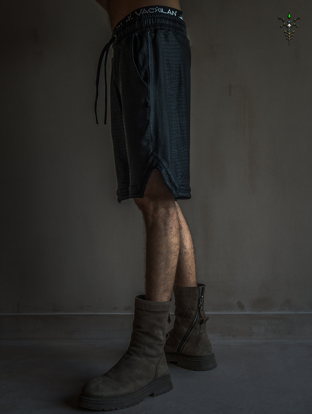 Boxing Short Black Mountain / Fake Leather Licra - MAMBA