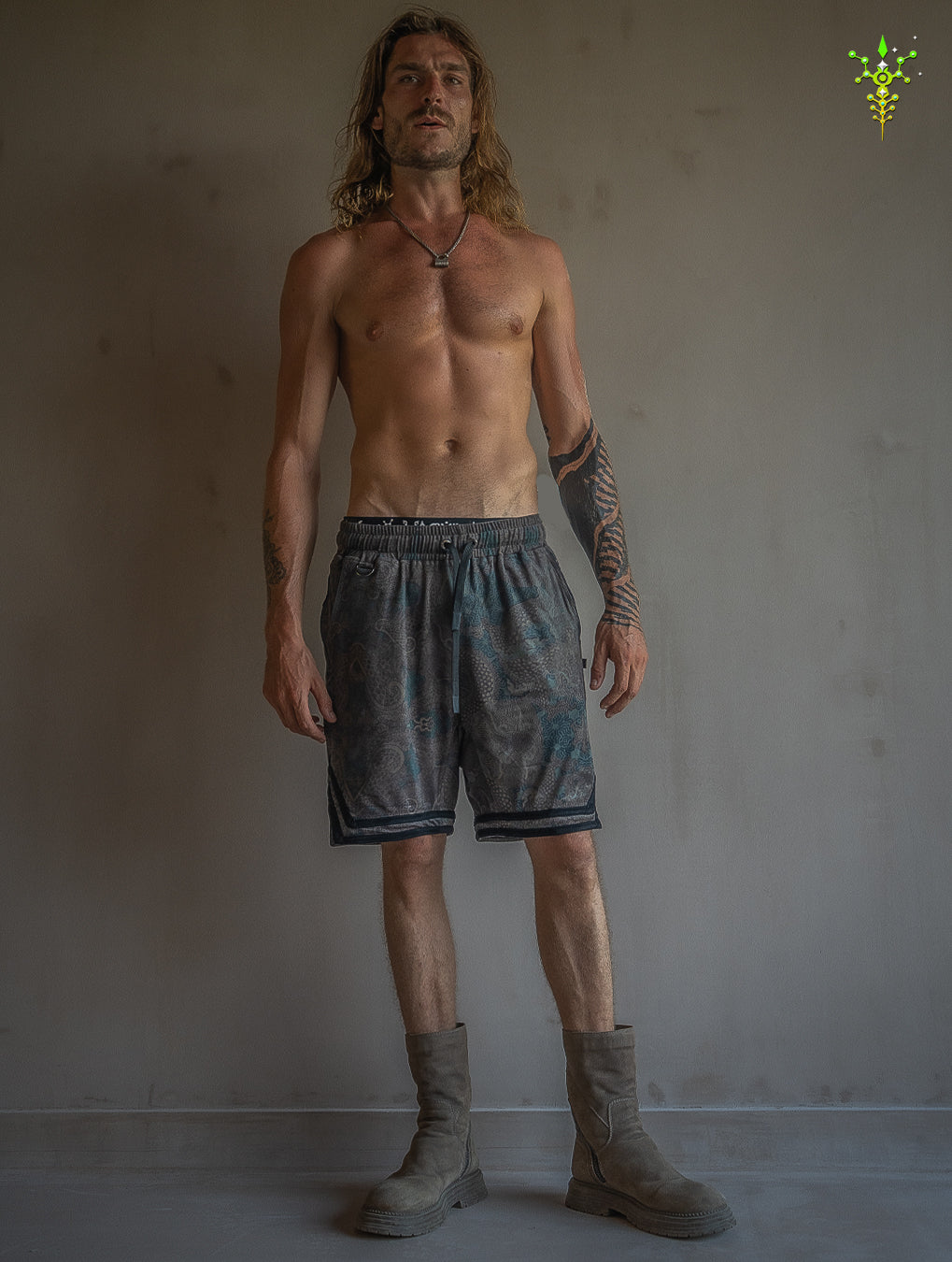 Boxing Short Black Mountain / Stretchy Swede Vintage - DRAGON CHASERS