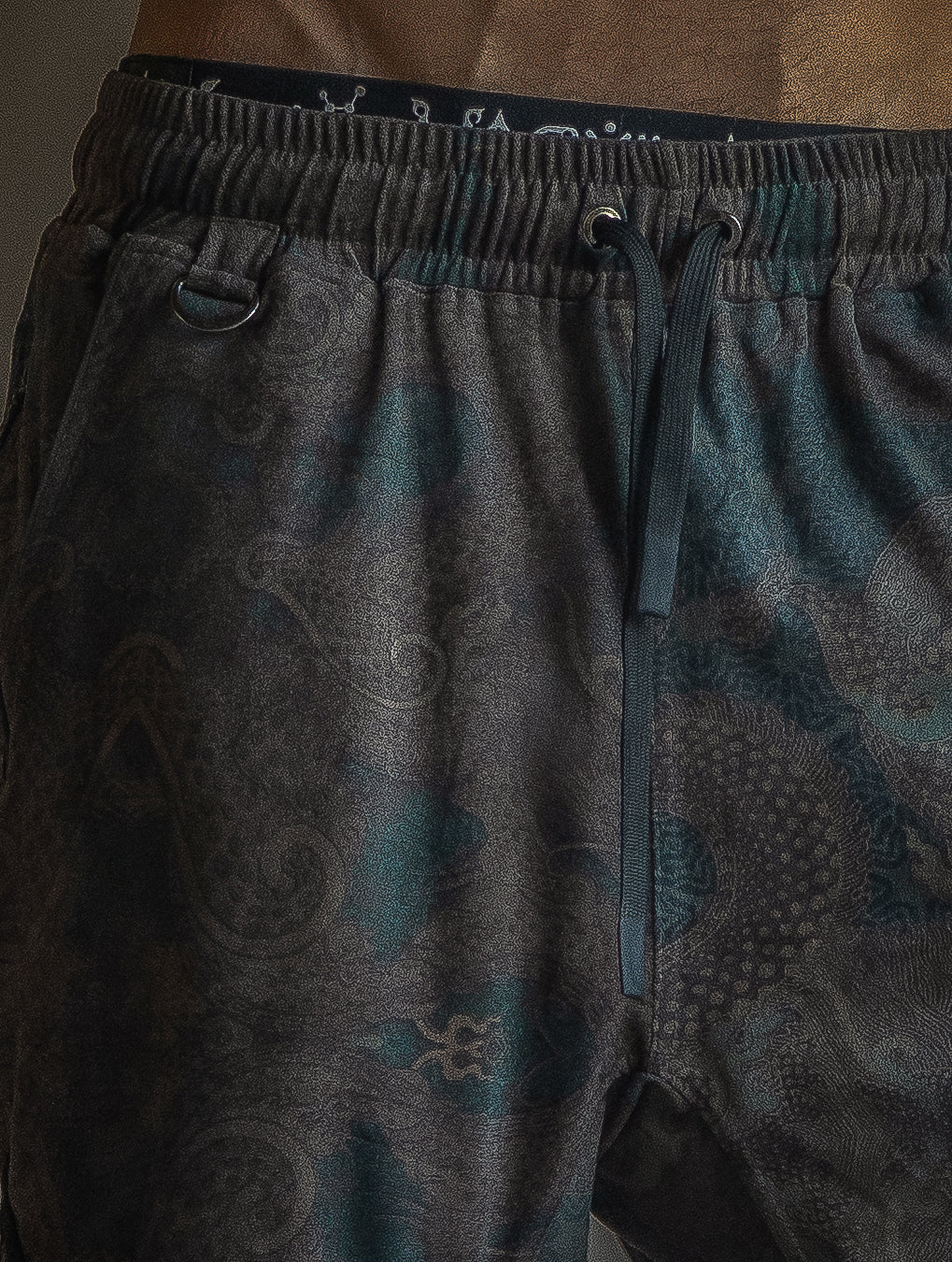 Boxing Short Black Mountain / Stretchy Swede Vintage - DRAGON CHASERS