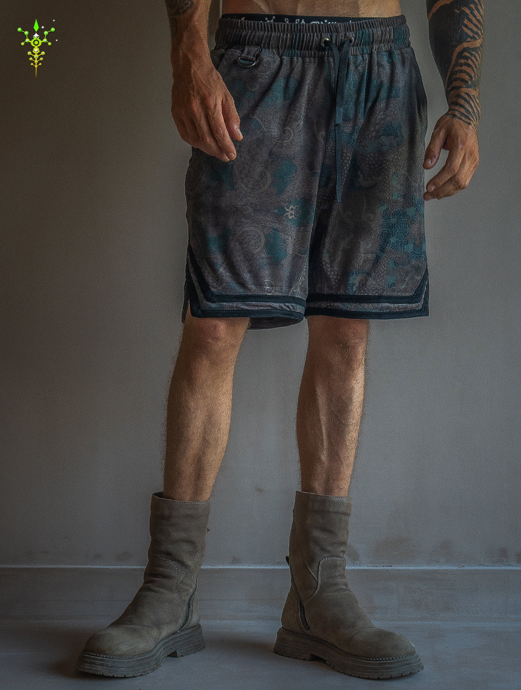 Boxing Short Black Mountain / Stretchy Swede Vintage - DRAGON CHASERS
