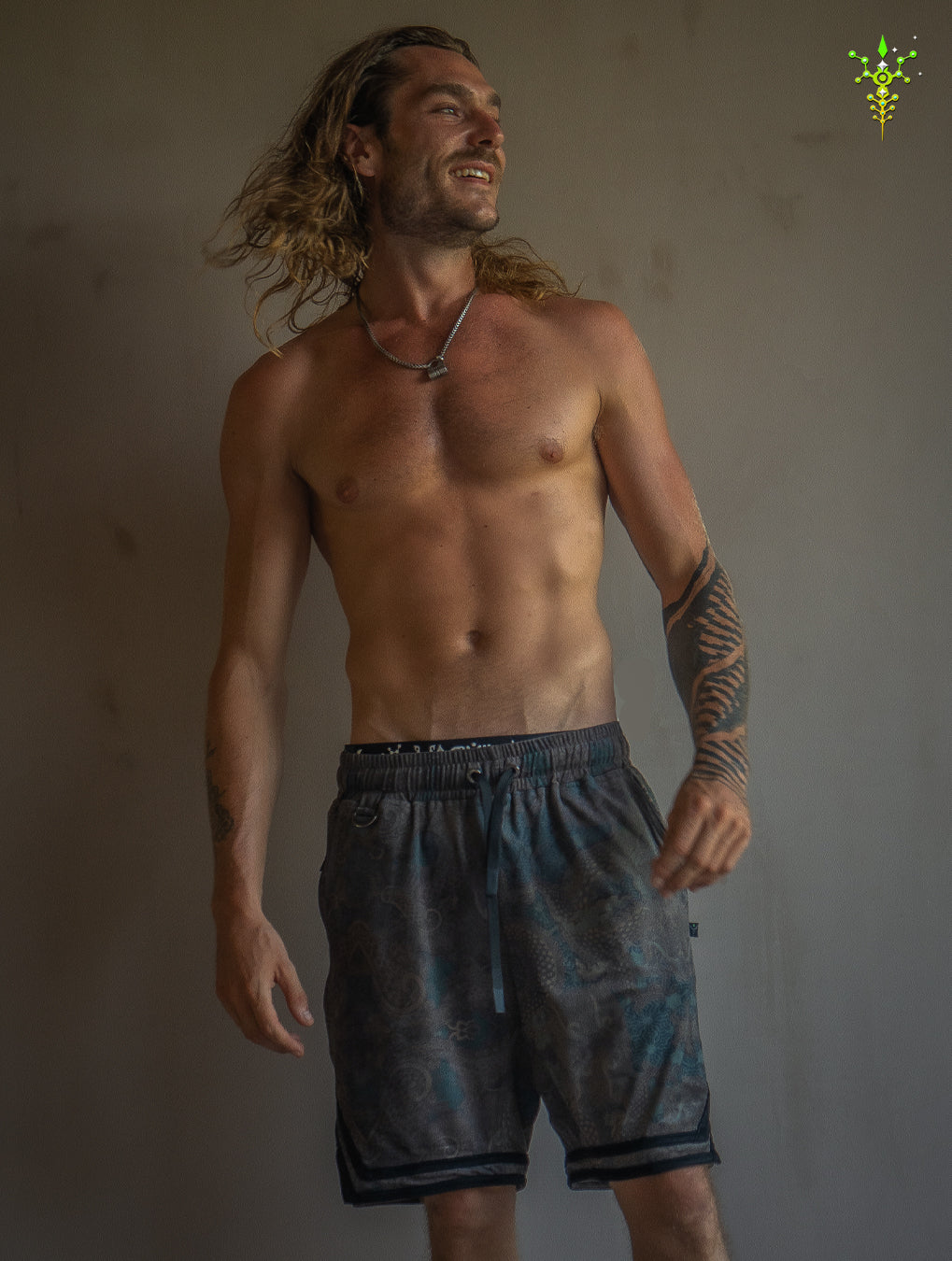 Boxing Short Black Mountain / Stretchy Swede Vintage - DRAGON CHASERS