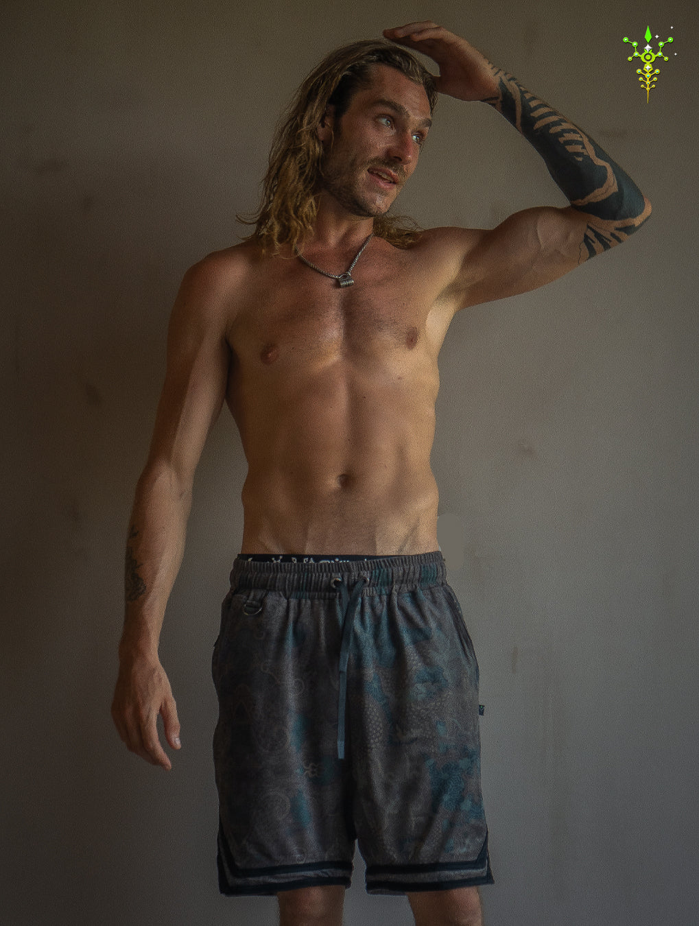 Boxing Short Black Mountain / Stretchy Swede Vintage - DRAGON CHASERS