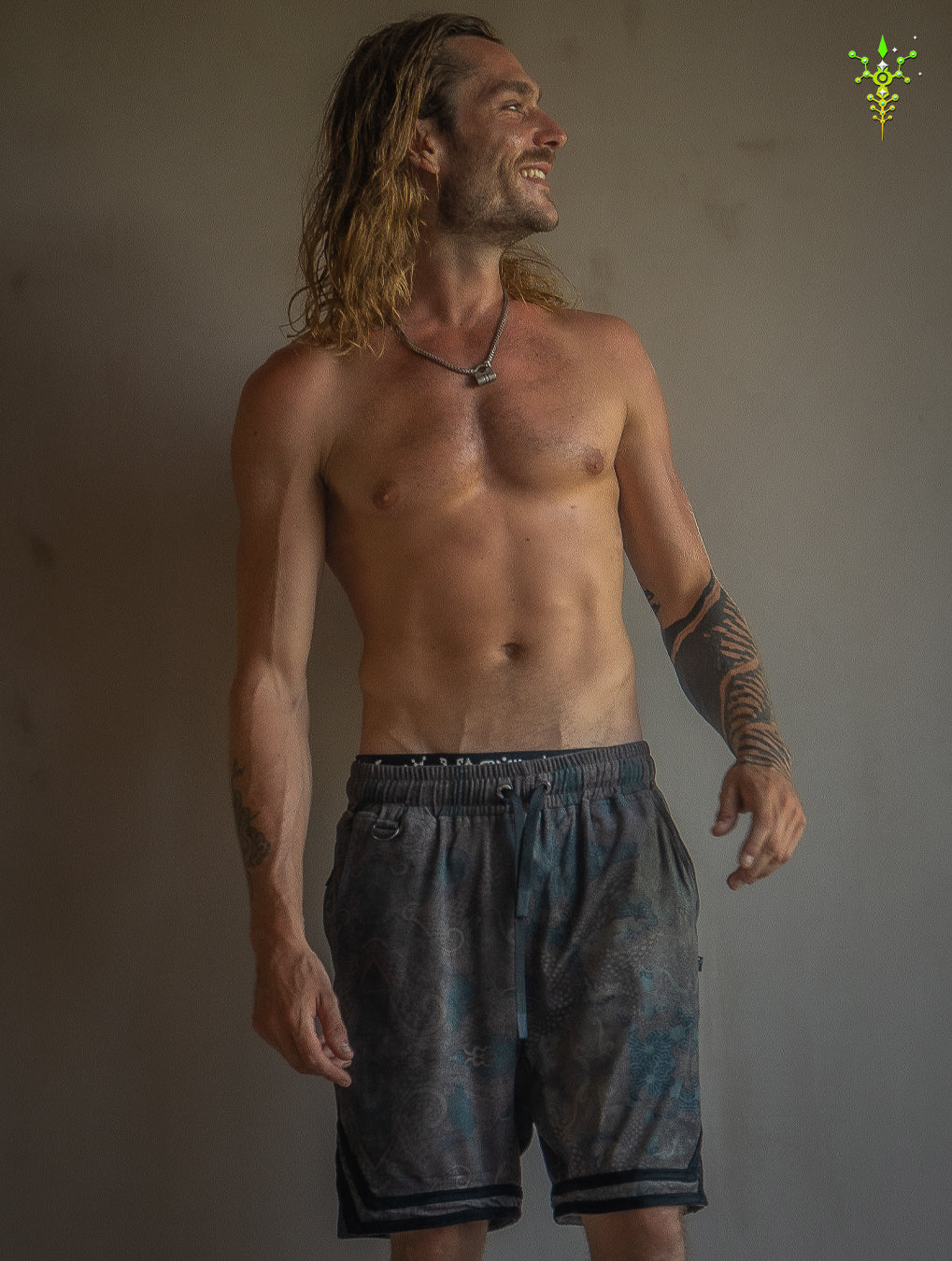 Boxing Short Black Mountain / Stretchy Swede Vintage - DRAGON CHASERS