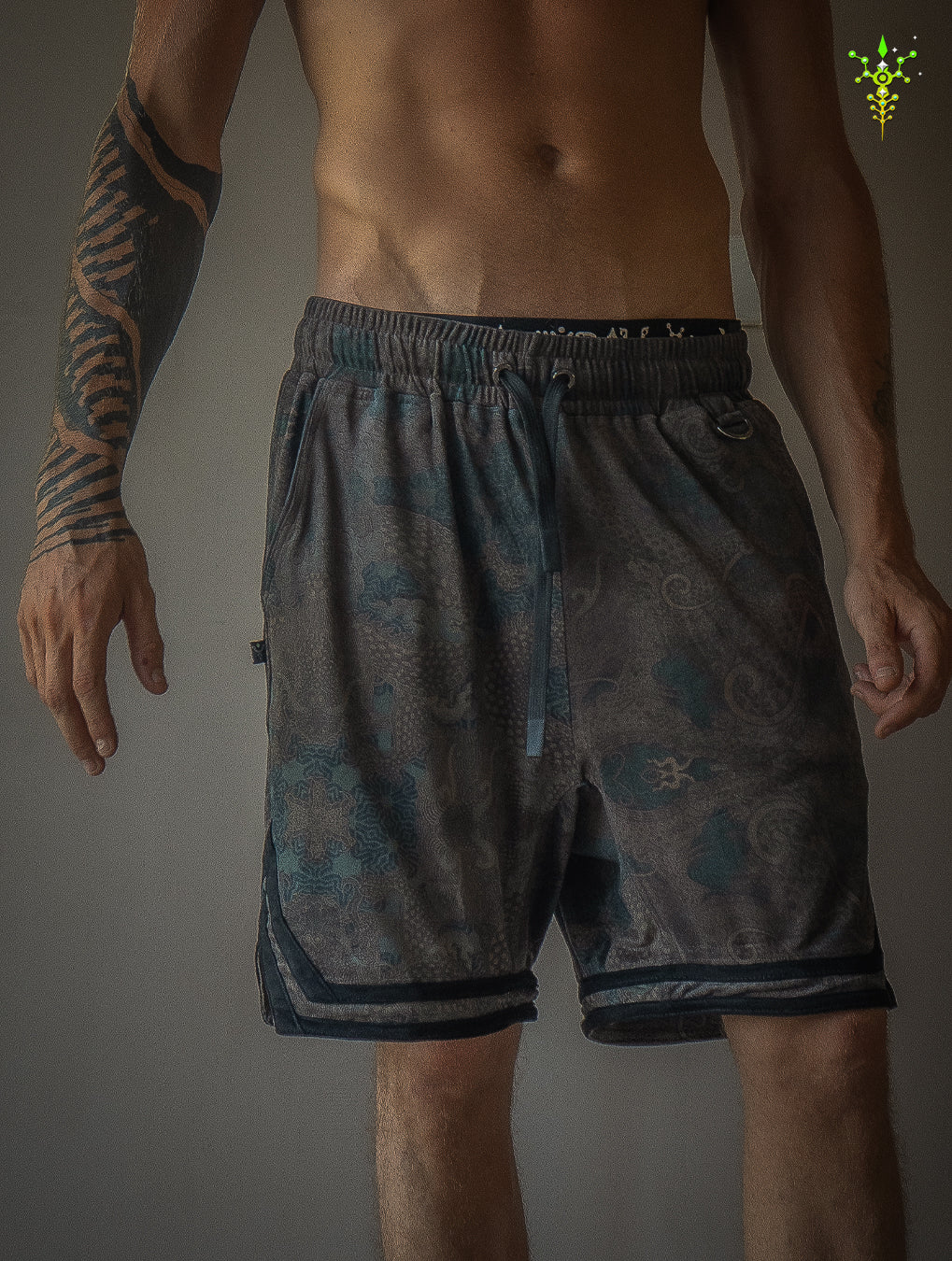 Boxing Short Black Mountain / Stretchy Swede Vintage - DRAGON CHASERS