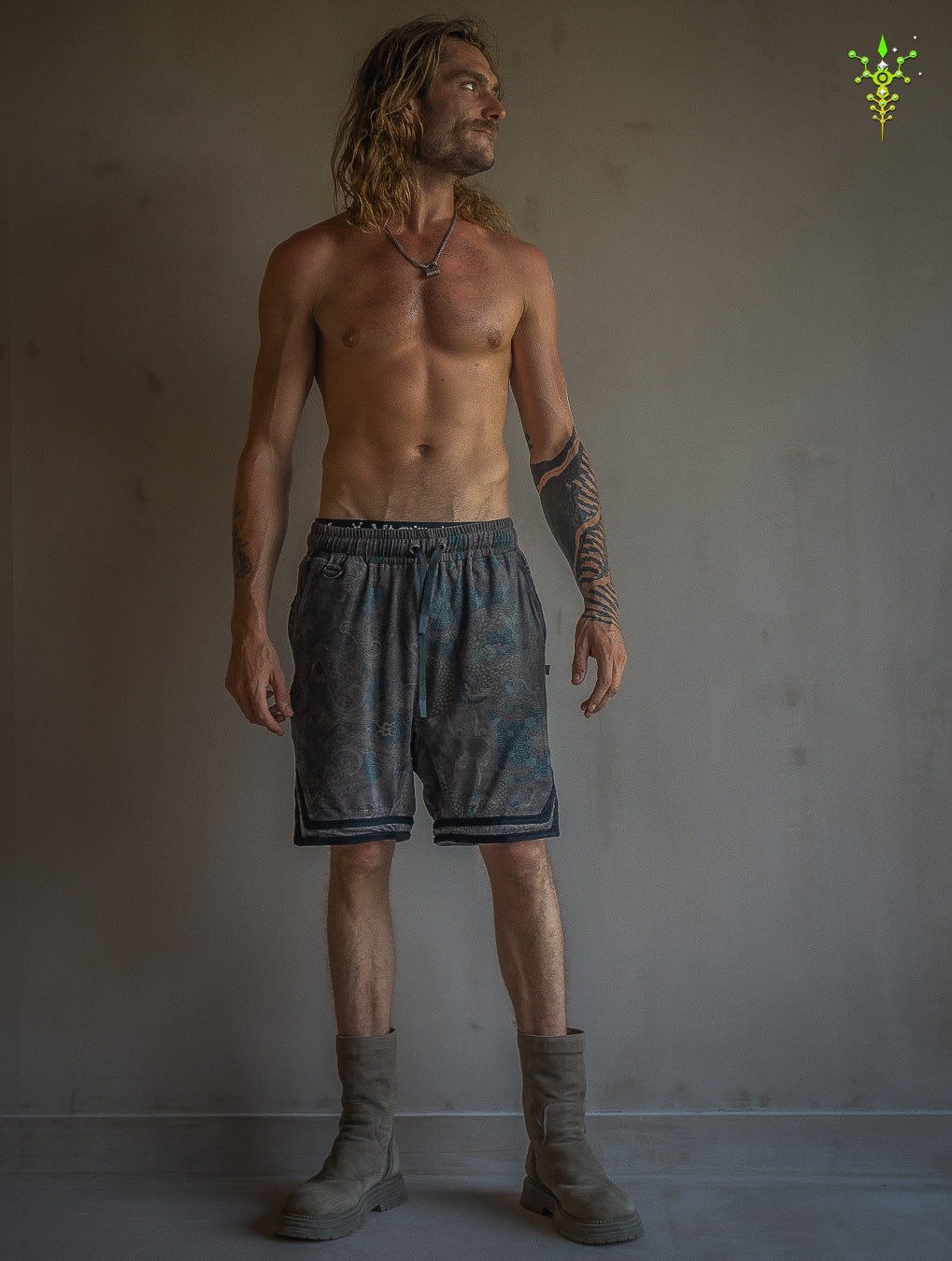 Boxing Short Black Mountain / Stretchy Swede Vintage - DRAGON CHASERS