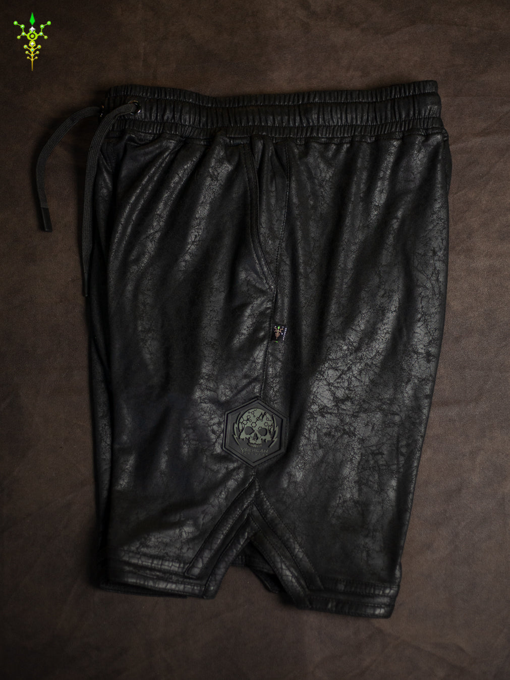 Boxing Short Black Mountain / Fake Leather - CRACKED PIRATE