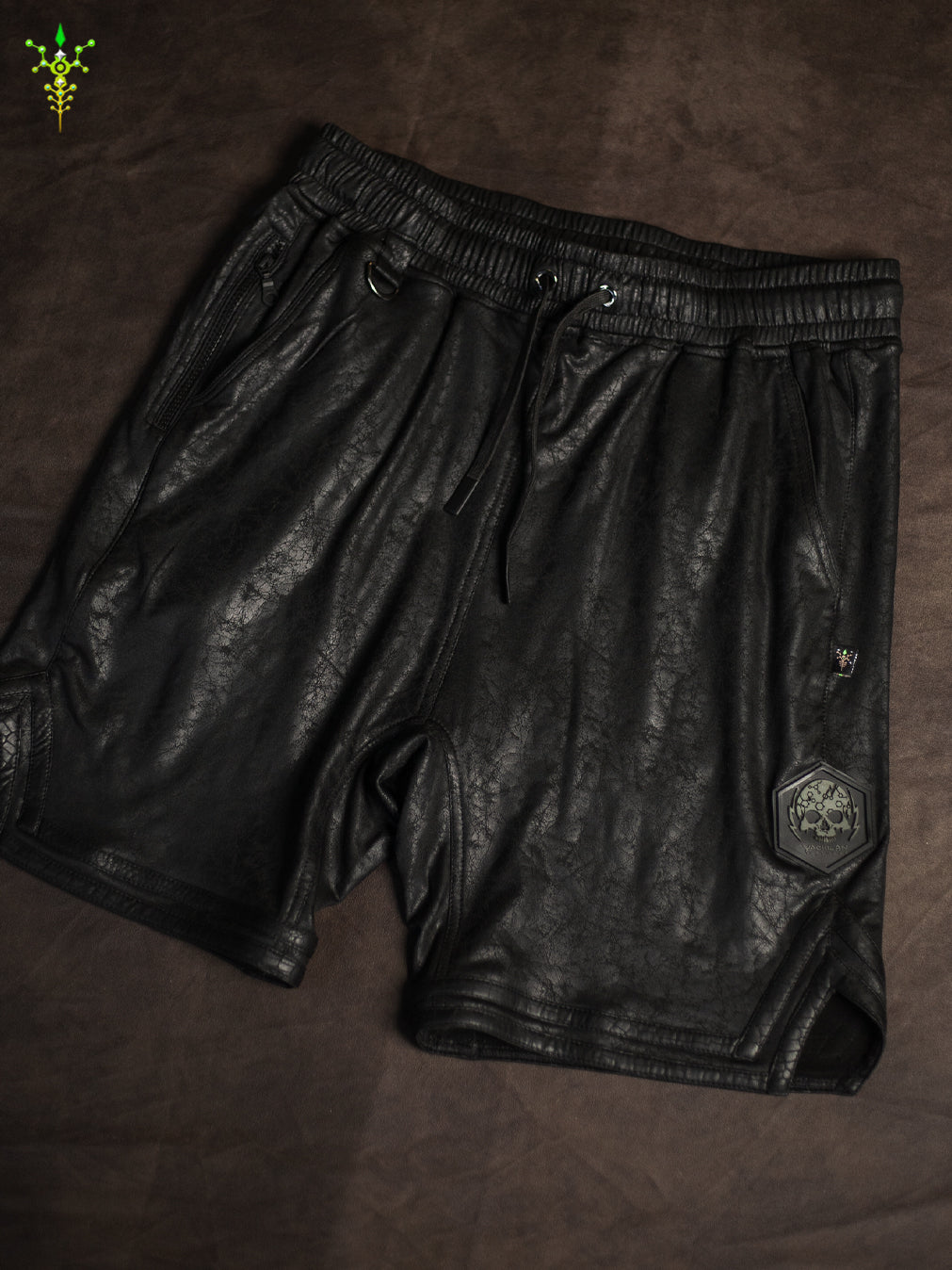 Boxing Short Black Mountain / Fake Leather - CRACKED PIRATE