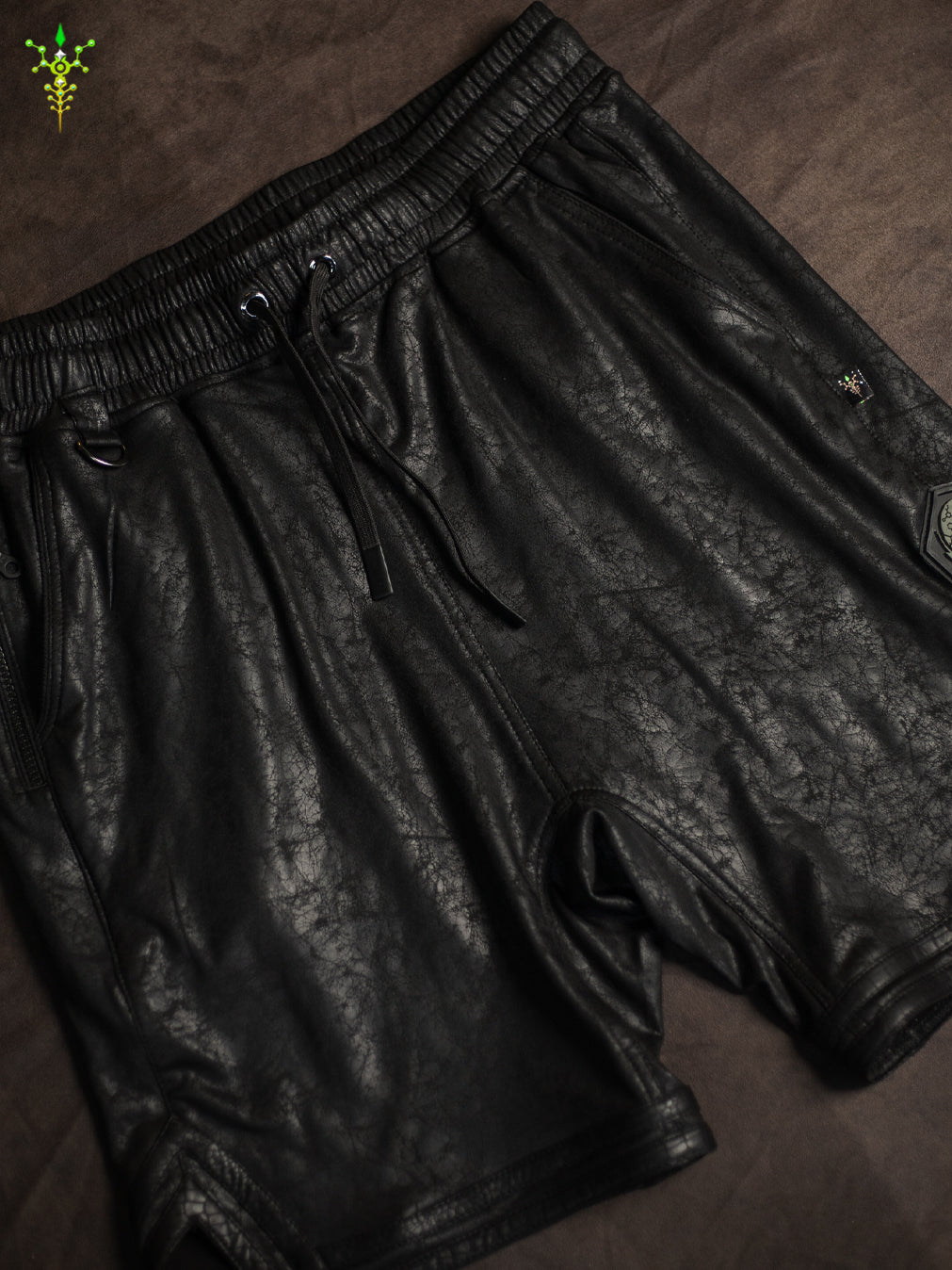 Boxing Short Black Mountain / Fake Leather - CRACKED PIRATE