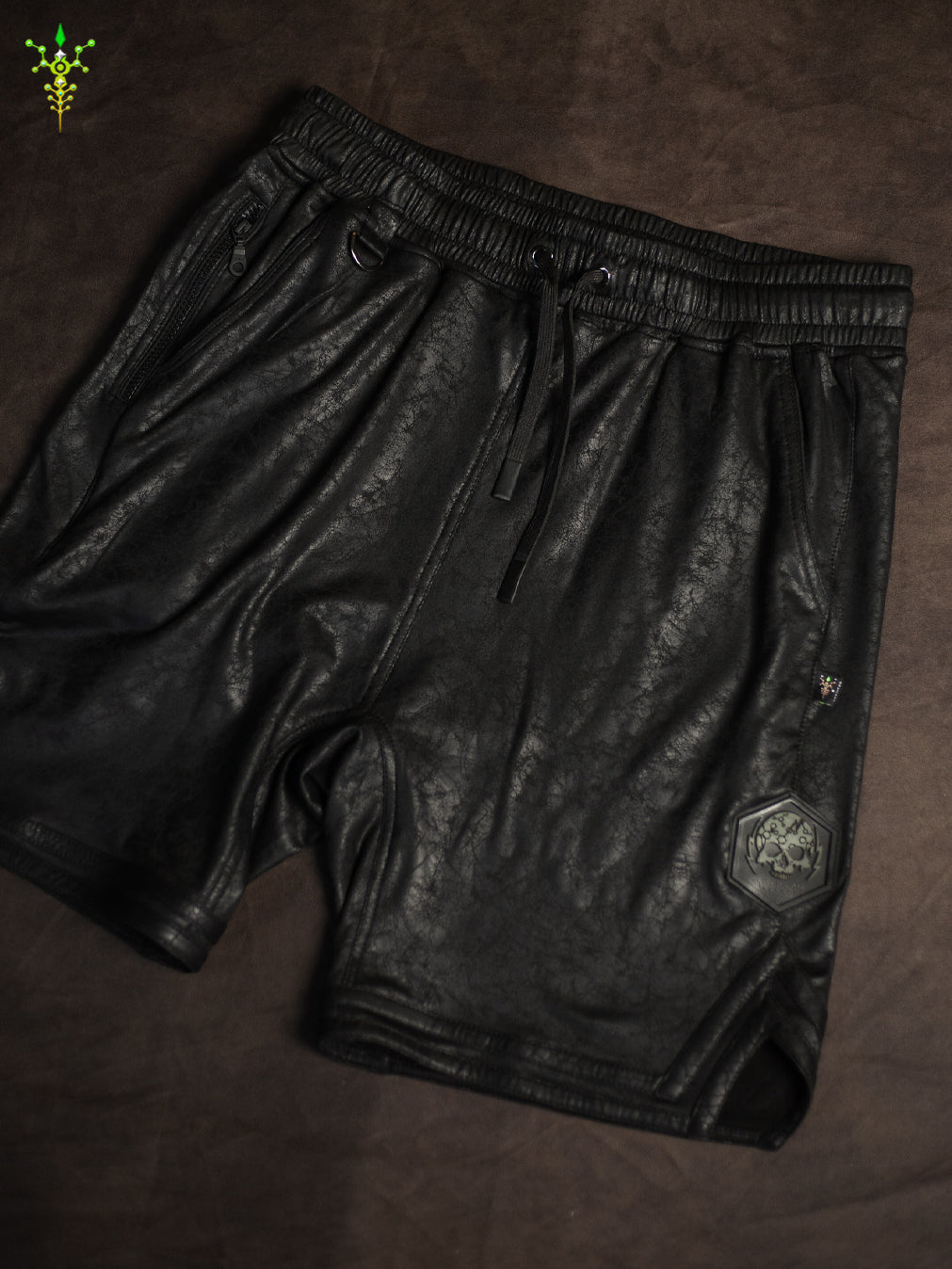 Boxing Short Black Mountain / Fake Leather - CRACKED PIRATE