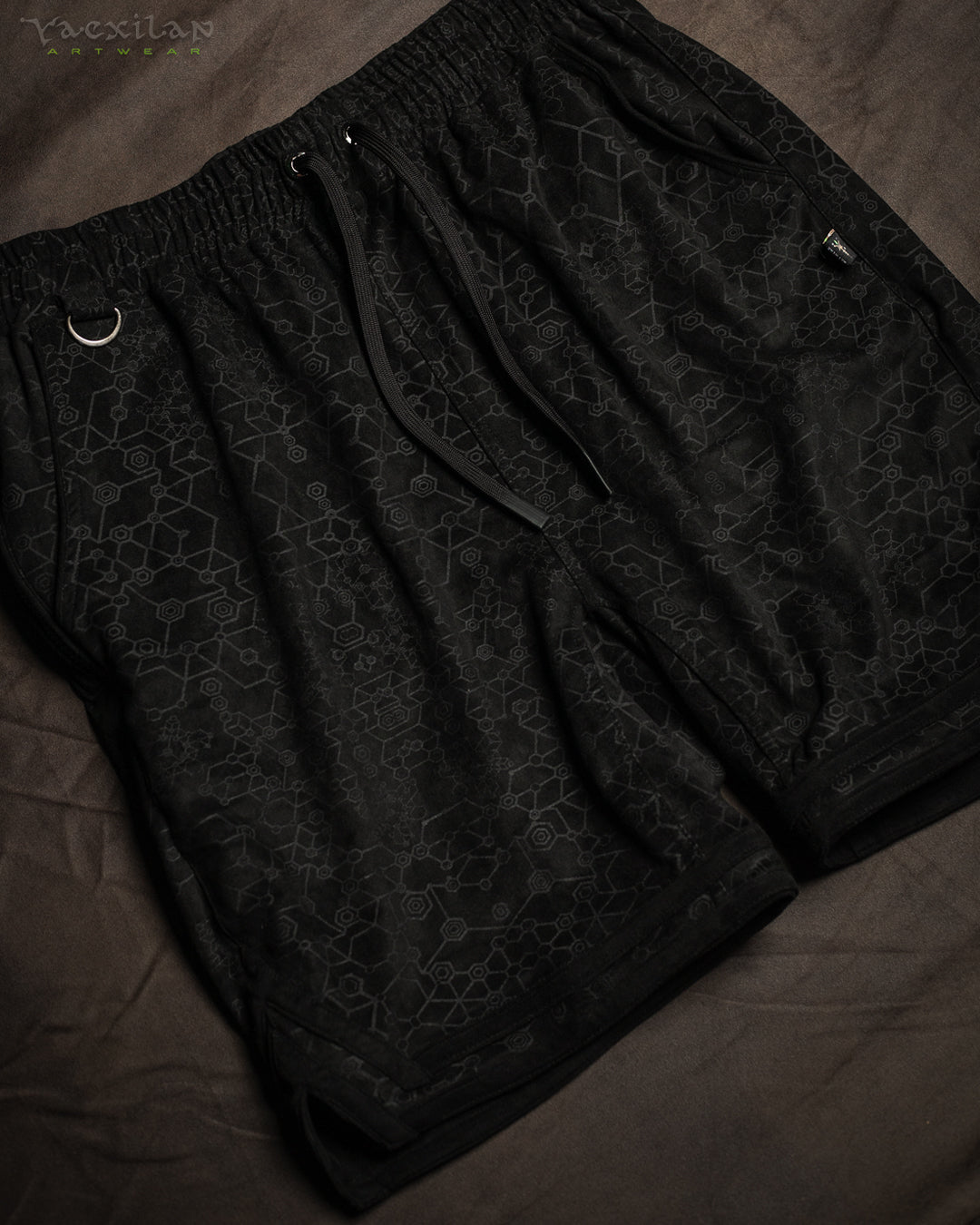 Shorts Boxing Black Mountains / Stretchy Swede Vintage - BLAK SHAMANKA
