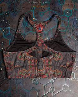 Crop-Top Woman / SportWear BraTop Zip- AFRODISIAKO - Yacxilan Artwear