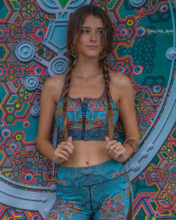 Crop-Top Woman / SportWear BraTop Zip- ATLANTIS - Yacxilan Artwear