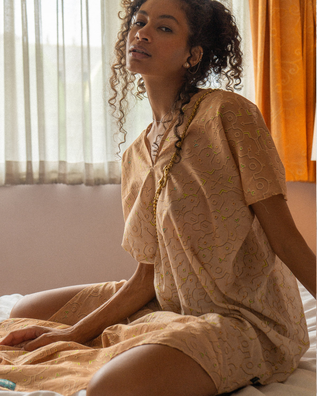 Caftan / Organic Bio Farms Bamboo - REBIRTH OF IKARO WHITESAND Thin Voile