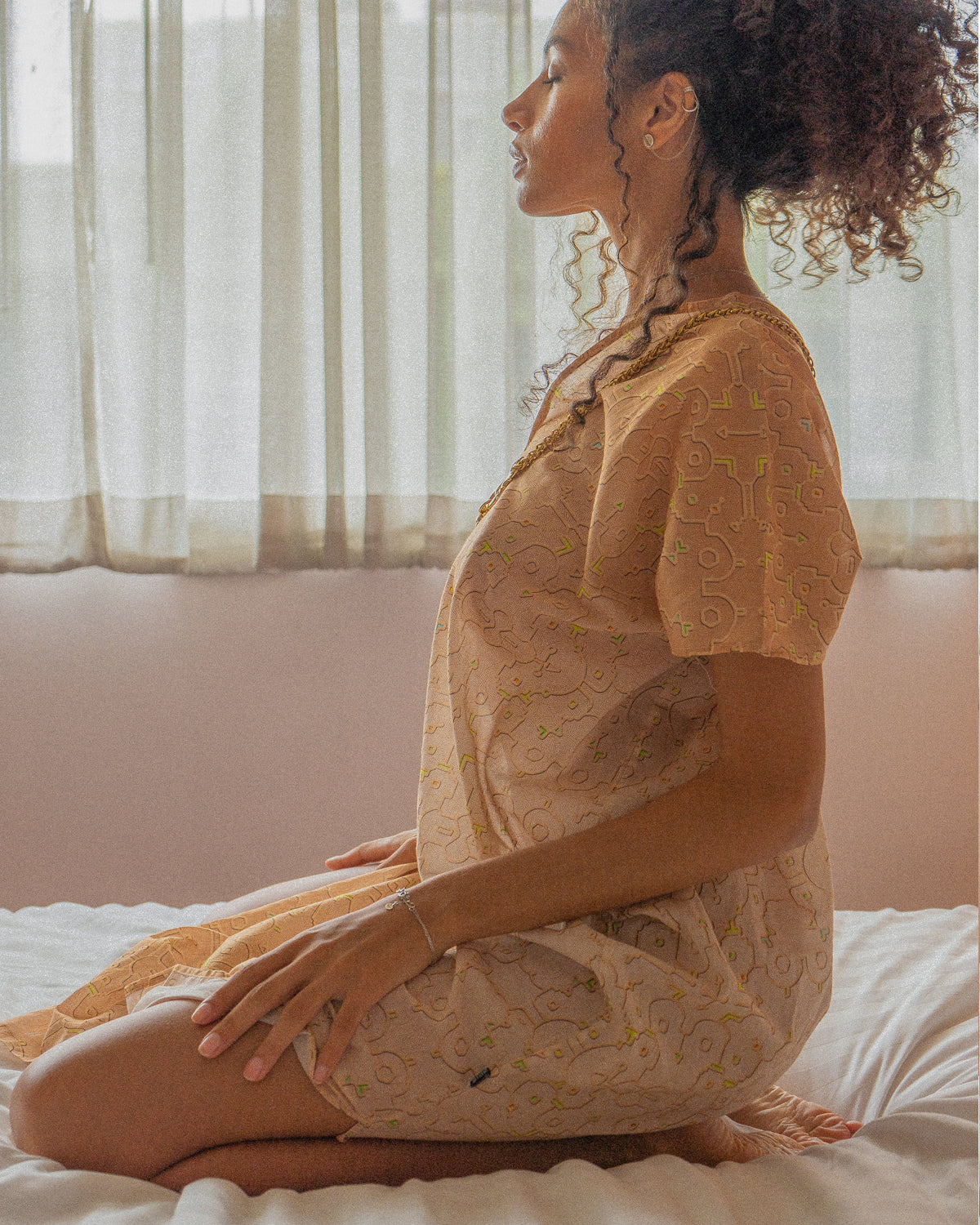 Caftan / Organic Bio Farms Bamboo - REBIRTH OF IKARO WHITESAND Thin Voile