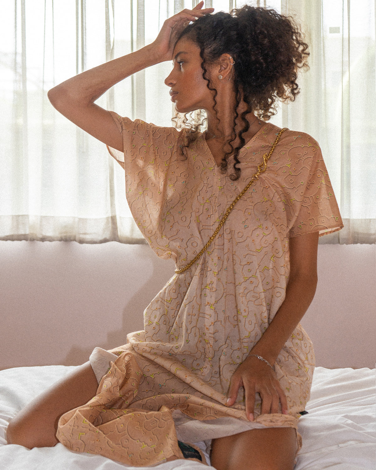Caftan / Organic Bio Farms Bamboo - REBIRTH OF IKARO WHITESAND Thin Voile