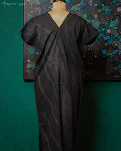 Caftan Woman / Tyedye Cotton Jaquard - BLACK SNAKE - Yacxilan Artwear