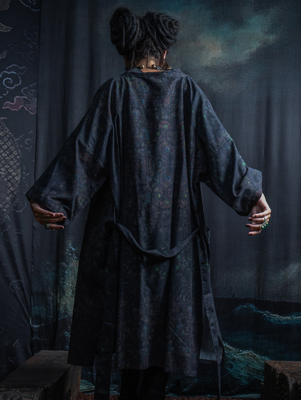 Classic Kimono Long / Cotton Viscose Blend - DARK PSYCHEDELIKA