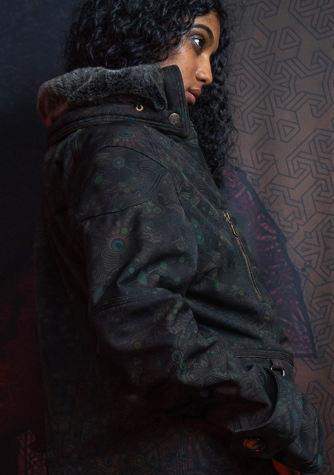 Coat Men / Waterproof Fur - Olive PSYCHEDELIKA GALACTIKA